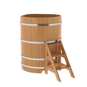 Купель для бани Bentwood угловая, 1,03х1,03х1,4 м из лиственницы натуральной премиум