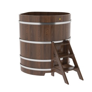 Купель для бани Bentwood угловая, 1,19х1,19х1,4 м из дуба мореного
