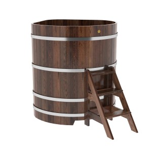 Купель для бани Bentwood угловая, 1,19х1,19х1,4 м из лиственницы мореной премиум