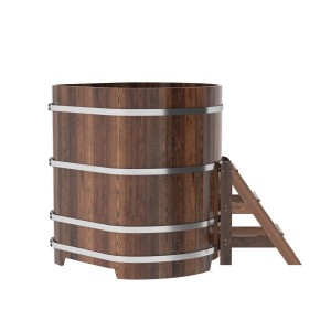 Купель для бани Bentwood угловая, 1,19х1,19х1,4 м из лиственницы мореной премиум