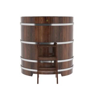 Купель для бани Bentwood угловая, 1,19х1,19х1,4 м из лиственницы мореной премиум