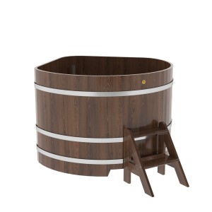 Купель для бани Bentwood угловая, 1,37х1,37х1.1 м из дуба мореного