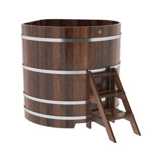Купель для бани Bentwood угловая, 1,37х1,37х1,4 м из лиственницы мореной премиум