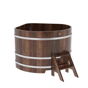 Купель для бани Bentwood угловая, 1,37х1,37х1.1 м из лиственницы мореной премиум