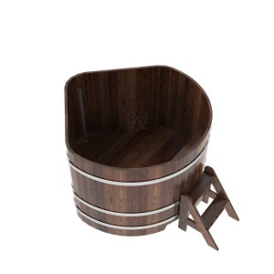 Купель для бани Bentwood угловая, 1,37х1,37х1.1 м из лиственницы мореной премиум