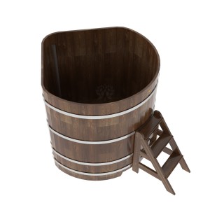 Купель для бани Bentwood угловая, 1,37х1,37х1.4 м из сращенных ламелей мореной лиственницы