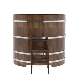 Купель для бани Bentwood угловая, 1,37х1,37х1.4 м из сращенных ламелей мореной лиственницы