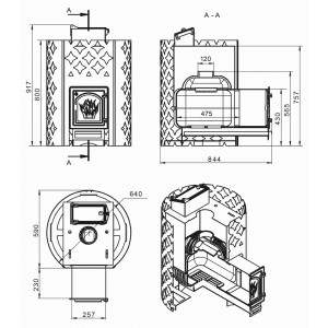 Чугунная печь для бани Этна 24 (ДТ-4C) Закрытая каменка
