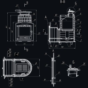Чугунная печь для бани Гефест Авангард ЗКН 25 (П2)