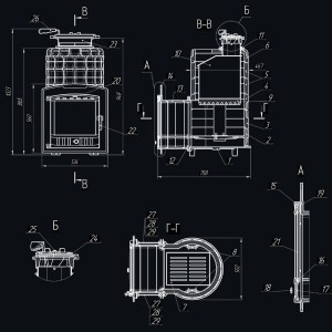Чугунная печь для бани Гефест Авангард ЗКН 35 (П2)