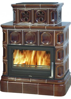Печь-камин ABX Karelie, с кафельным цоколем (коричневый)