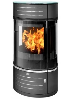 Печь-камин ABX Atrium 7 V (черная сталь, верхняя плита - стекло)
