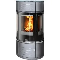 Печь-камин ABX Atrium 7 V (серая сталь, верхняя плита - стекло)