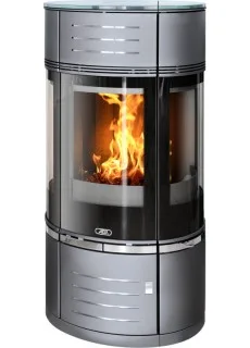 Печь-камин ABX Atrium 7 V (серая сталь, верхняя плита - стекло)