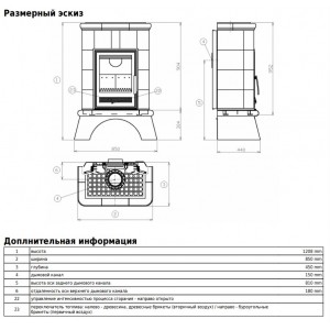 Печь-камин ABX Britania L, с чугунной топкой (перламутр)