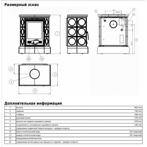 Печь-камин ABX Helvetia KP, кафельный цоколь, с теплообменником (зеленый)