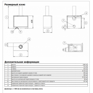 Печь-камин ABX Osaka 50 (черная сталь, крепление на стену)