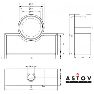 Печь-камин Астов D 600 на подиуме