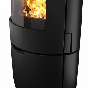 Печь-камин Dovre BOLD 400, дровяная, дизайнерская, на подставке с изогнутым стеклом
