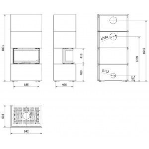 Каминокомплект Kratki Home Easy Box с топкой NBC, белый