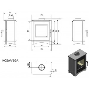 Печь-камин Kratki Koza Vega 150