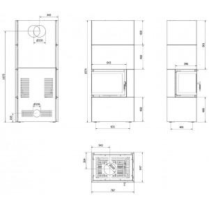Каминокомплект Kratki Simple Box с топкой BS