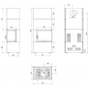 Каминокомплект Kratki Simple Box с топкой BS