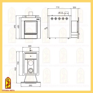 Дровяная печь для бани Мета Алтай 16 с баком