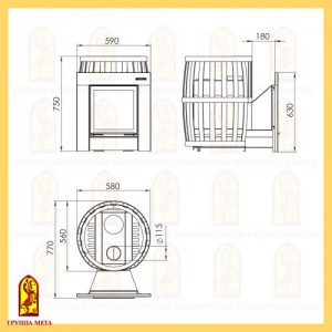 Дровяная печь для бани Мета Бочка 16Т Витра