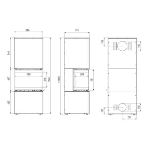 Печь-камин Defro Home Intra XSM C VER Compact 1, красная сталь