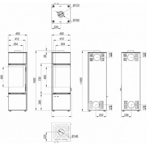 Печь-камин Defro Home Quadroom LONG, 9.3 кВт серая сталь