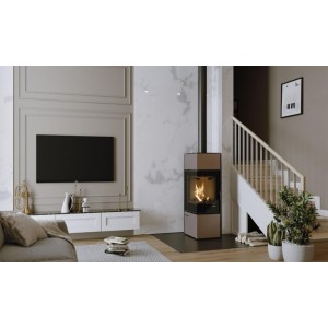 Печь-камин Defro Home Quadroom LONG, 9.3 кВт серая сталь