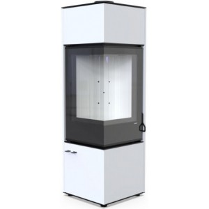 Печь-камин Defro Home Quadroom LONG, 9.3 кВт белая сталь