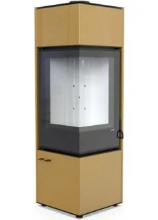 Печь-камин Defro Home Quadroom LONG, 9.3 кВт золотая сталь
