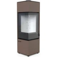 Печь-камин Defro Home Quadroom LONG, 9.3 кВт коричневая сталь
