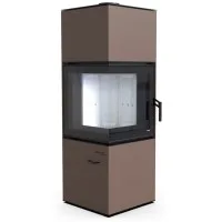 Печь-камин Defro Home Quadroom, коричневая сталь