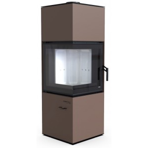 Печь-камин Defro Home Quadroom, коричневая сталь