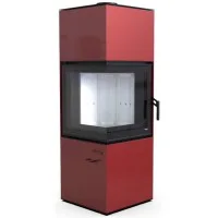 Печь-камин Defro Home Quadroom, красная сталь