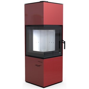 Печь-камин Defro Home Quadroom, красная сталь