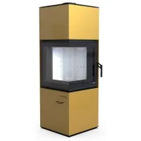 Печь-камин Defro Home Quadroom, золотая сталь