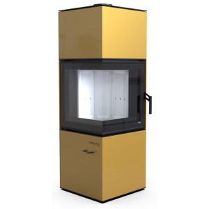 Печь-камин Defro Home Quadroom, золотая сталь