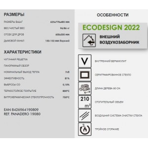 Каминная топка PANADERO HOGAR F-820-S
