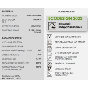 Каминная топка PANADERO HOGAR C-820-S