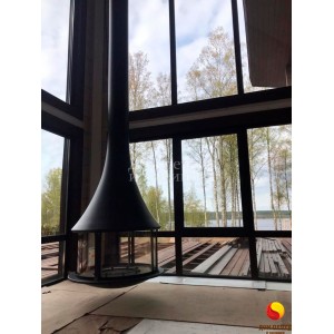Установка подвесных каминов