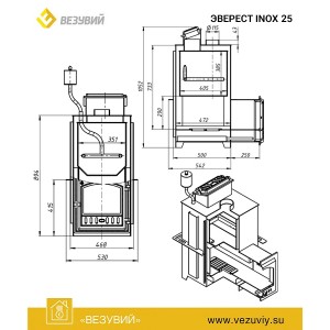 Печь для бани Эверест INOX 25 (280) под обкладку (AISI 430)