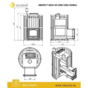 Печь для бани Эверест INOX 28 (280) Ковка (AISI 430)