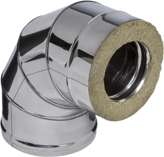 Сэндвич-колено 90 Ferrum (430/0,5 мм + нерж.) д. 150x250 мм