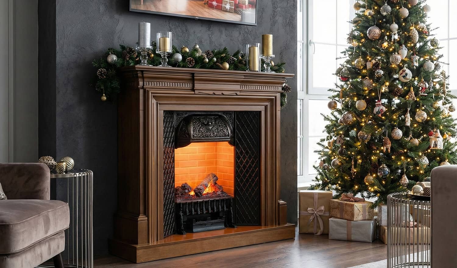 Портал Dimplex Chelsea - Орех в интерьере