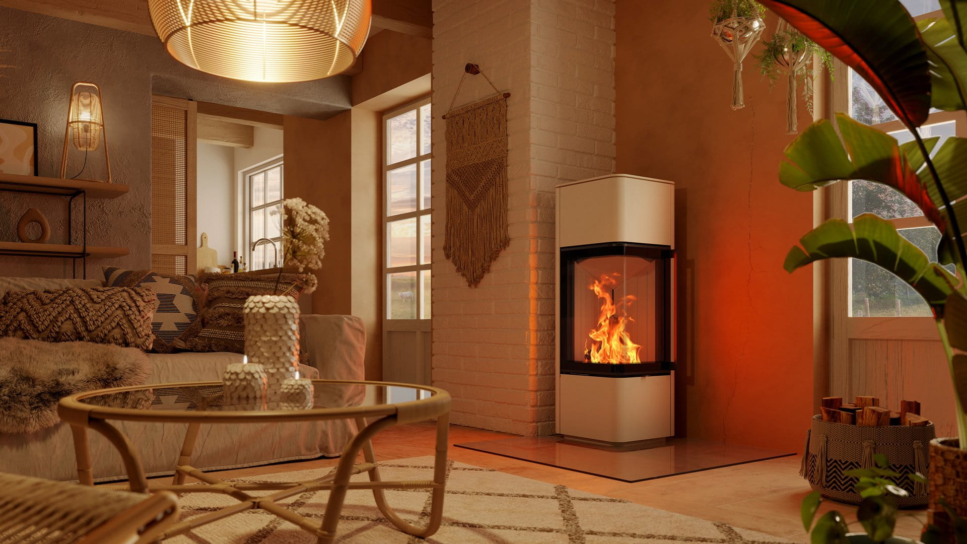 Печь-камин Spartherm Cubo S в интерьере Печь-камин Spartherm Cubo S в интерьере